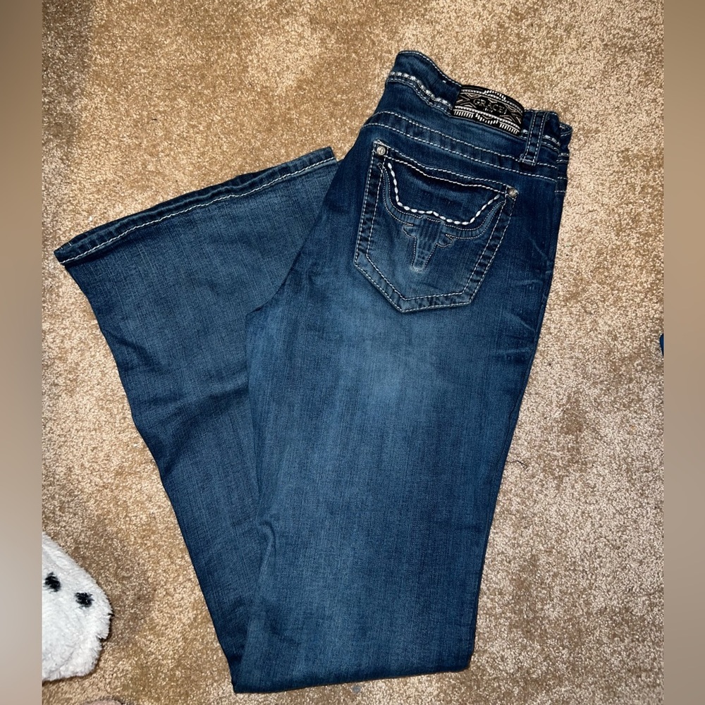 Grace in a LA flare leg jeans